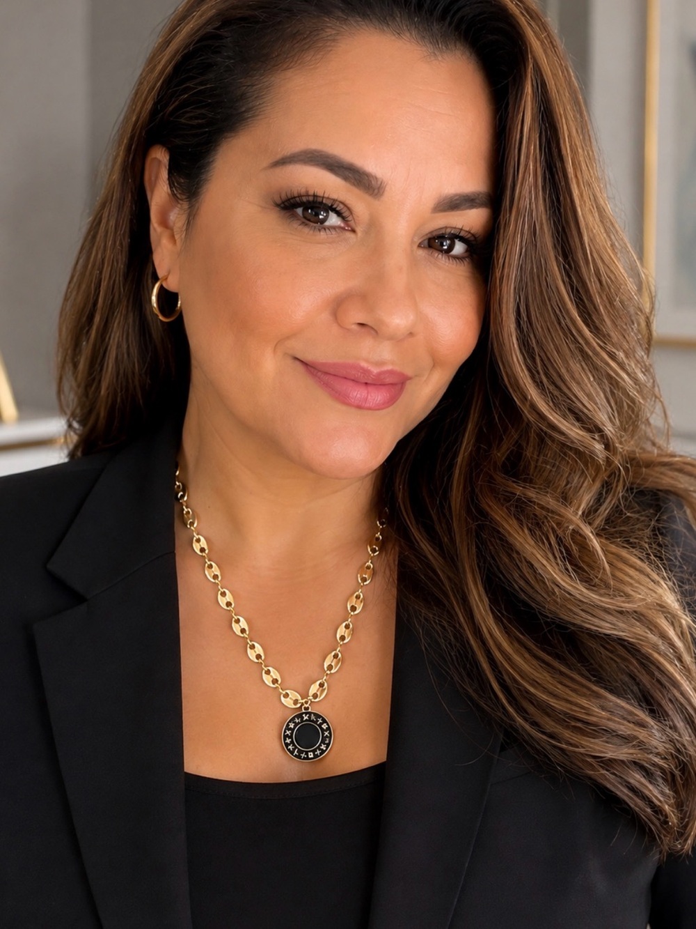 20” Italy 14k Gold-filled Chain Necklace with Black Enamel Pendant